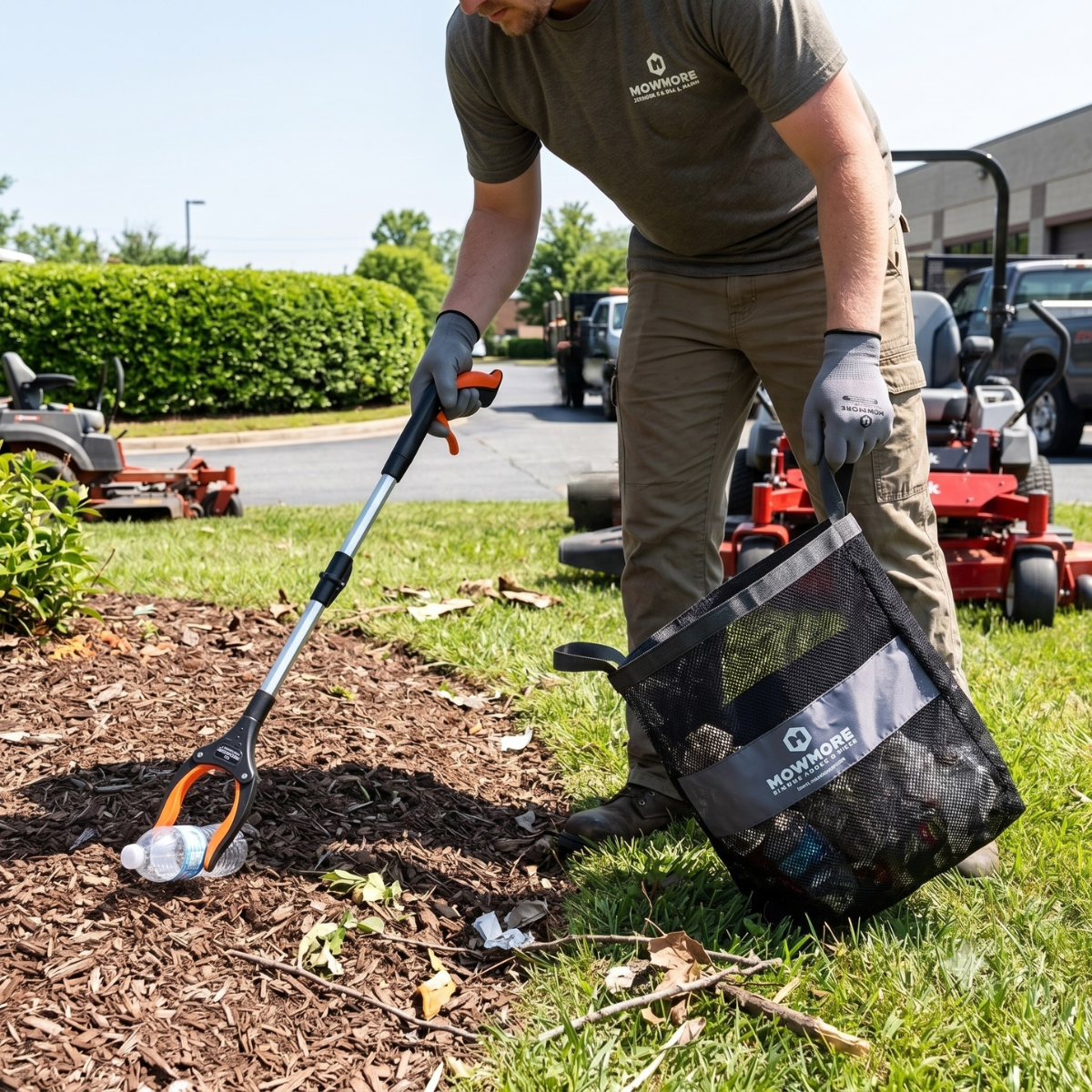 The Landscaper's Cleanup Kit: Gloves, a Pincher, and a Debris Bag That Earn Their Keep - MowMore