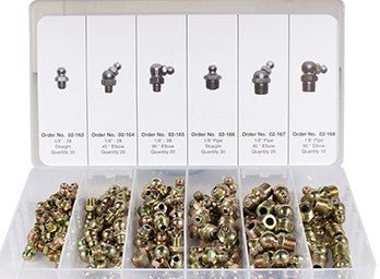 Grease Fitting, Assortment of 17 types, 130 total pieces | 17, 17 | MowMore
