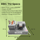 RBG 712 Blade Grinder, Mower Blade Sharpener, Fast Grind | MowMore
RBG712 Specs include 1/2 HP motor power with 7" grinding wheel size pre-set 30 degree with 11 gague formed steel